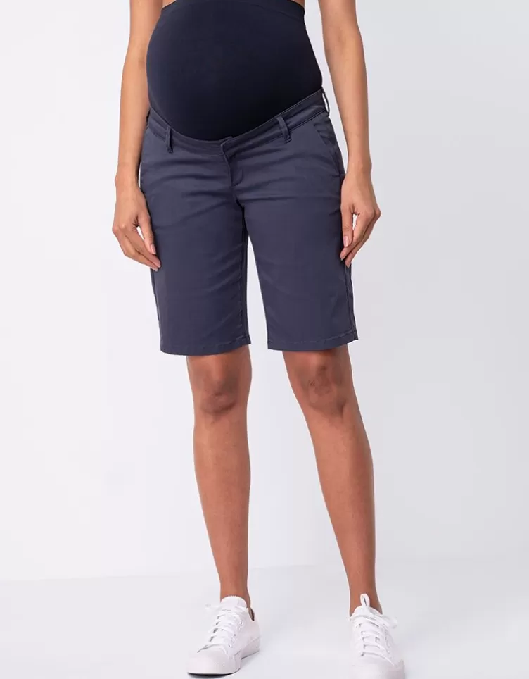 Seraphine Bermuda grossesse en mélange de coton – Bleu marine | < Shorts | Pantalons et jupes