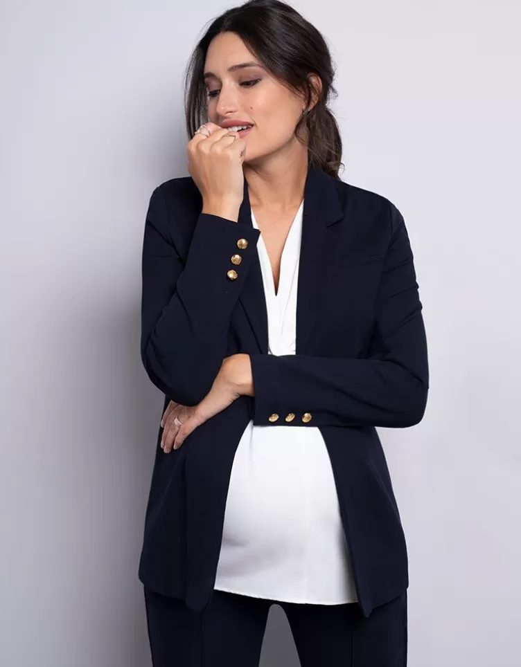 Seraphine Blazer grossesse en Ponte – Bleu marine | < Manteaux et vestes