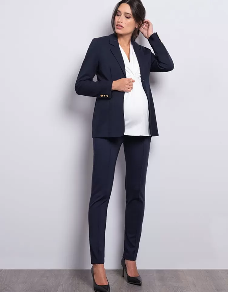 Seraphine Blazer grossesse en Ponte – Bleu marine | < Manteaux et vestes