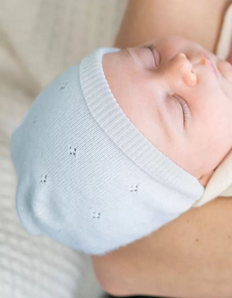 Seraphine Bonnet bébé tricoté en coton et cachemire - Bleu mini< CARIPOD™ | Cadeau Bébé