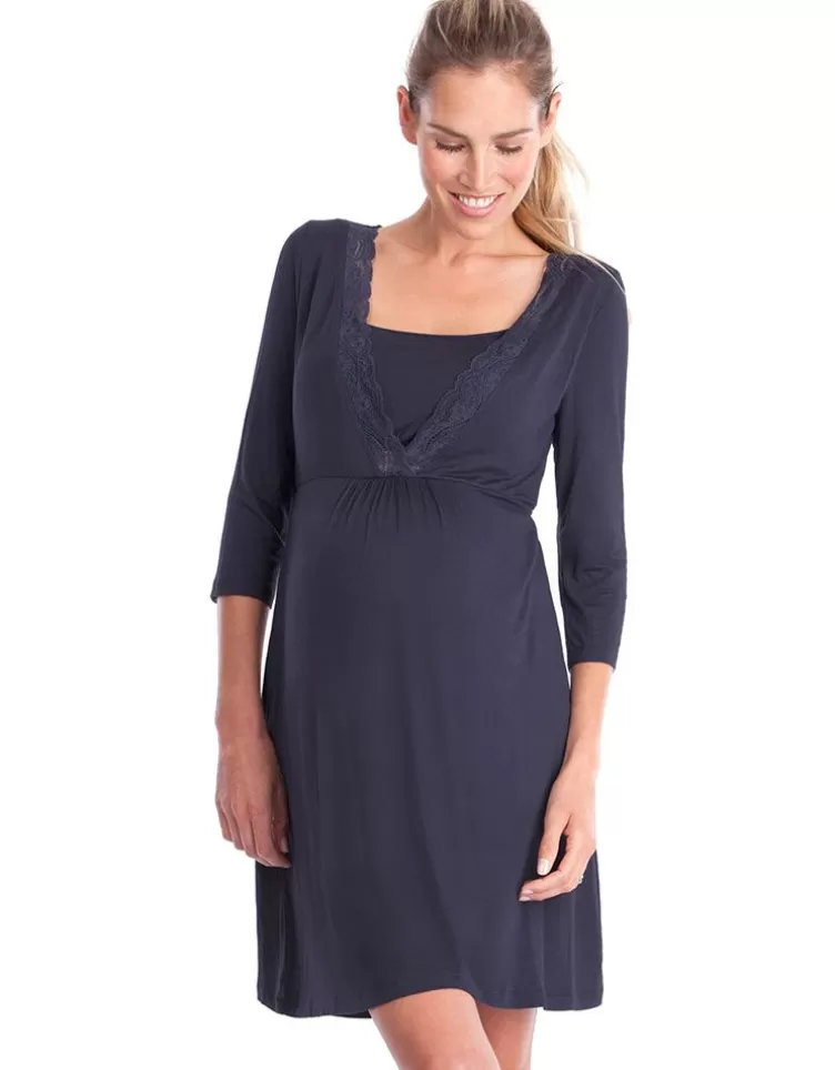 Seraphine Chemise de nuit grossesse et allaitement - Bleu marine | < Vêtements d'allaitement | Vêtements de Nuit