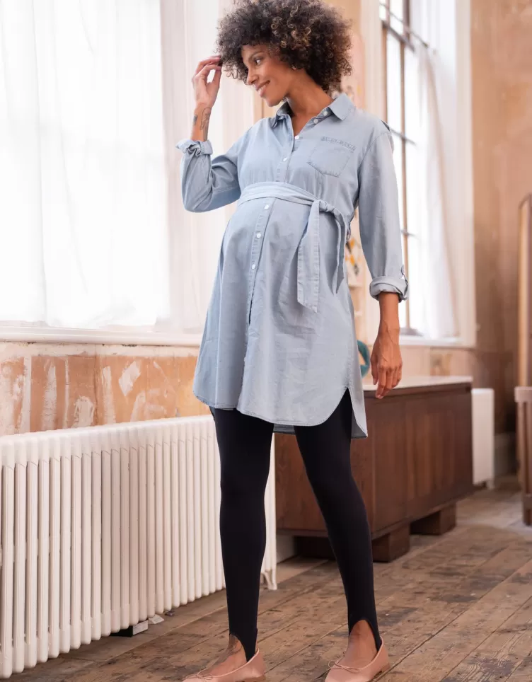 Seraphine Chemise grossesse en jean chambray - Bleu clair | < Vêtements d'allaitement | Hoodies et Tops