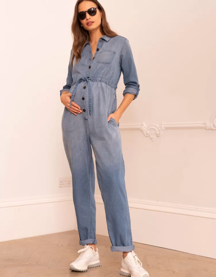 Seraphine Combinaison de grossesse en denim tencel | < Jeans | Combinaisons