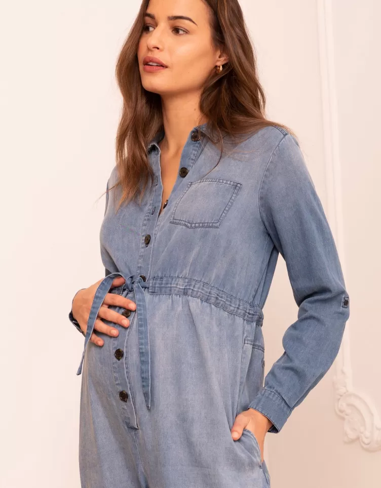 Seraphine Combinaison de grossesse en denim tencel | < Jeans | Combinaisons