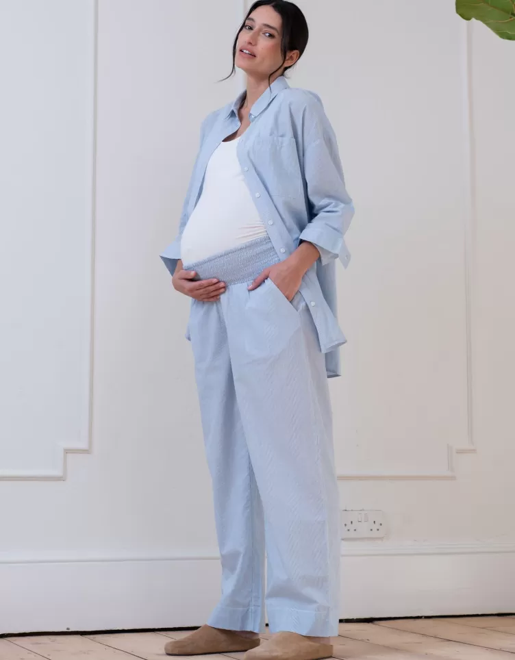 Seraphine Ensemble pyjama pleine longueur en coton à rayures fines | < Vêtements d'allaitement | Vêtements de Nuit