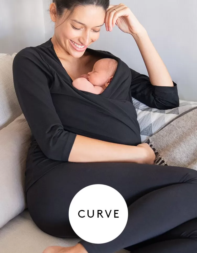 Seraphine Haut peau à peau Curve en coton, noir | < Cadeau Bébé | Vêtements d'allaitement