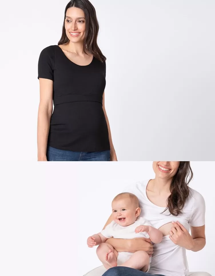 Seraphine Lot de 2 t-shirts grossesse et allaitement – Noir/Blanc | < Hoodies et Tops | Loungewear