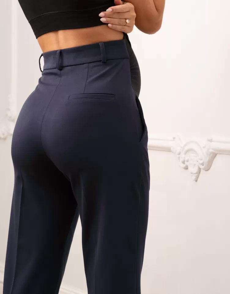 Seraphine Pantalon de grossesse fuselé bleu marine | < Pantalons et jupes