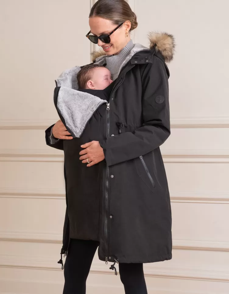 Seraphine Parka  extra chaude grossesse 3 en 1 - Noir | < CARIPOD™ | Manteaux et Portage