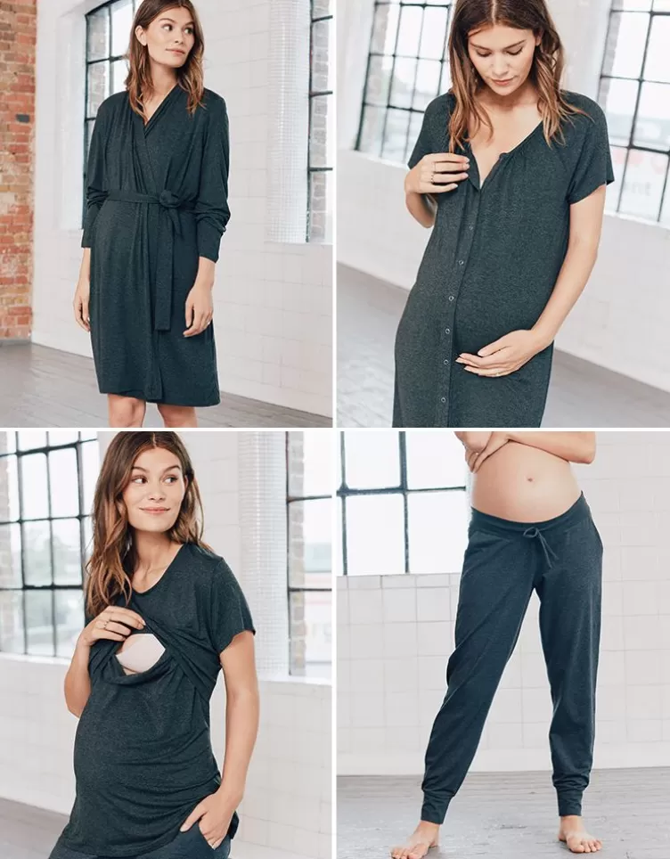 Seraphine Pyjama 4 pièces grossesse et allaitement – Gris foncé | < Vêtements d'allaitement | Lingerie et gaines