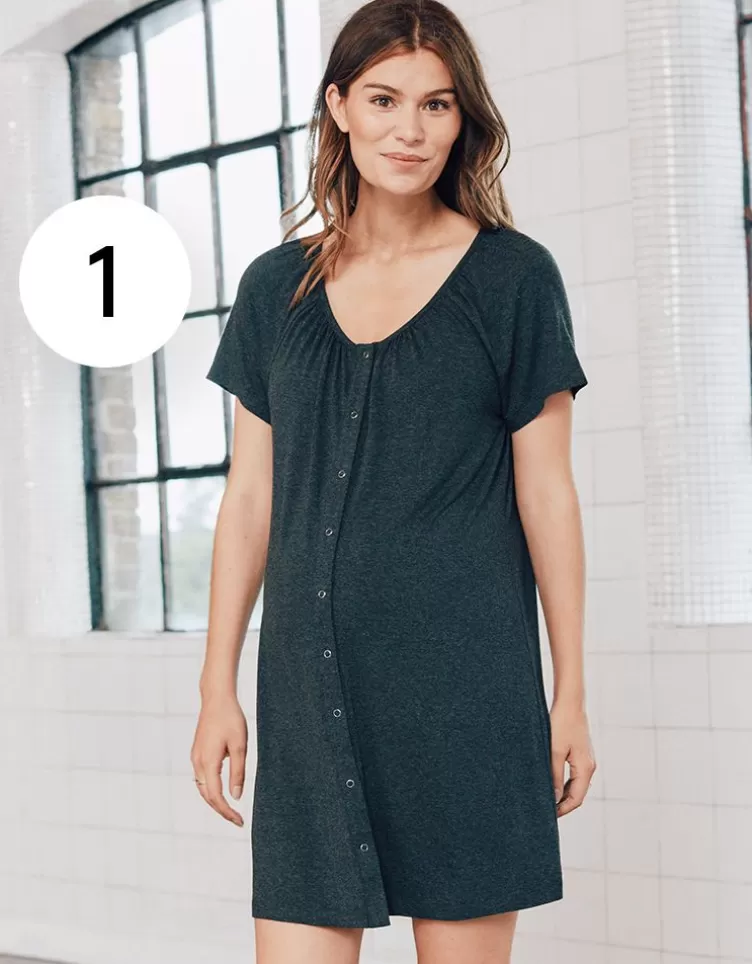 Seraphine Pyjama 4 pièces grossesse et allaitement – Gris foncé | < Vêtements d'allaitement | Lingerie et gaines