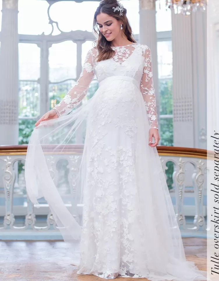 Seraphine Robe de mariée grossesse en dentelle, manches longues | < Robes de fêtes | Robes