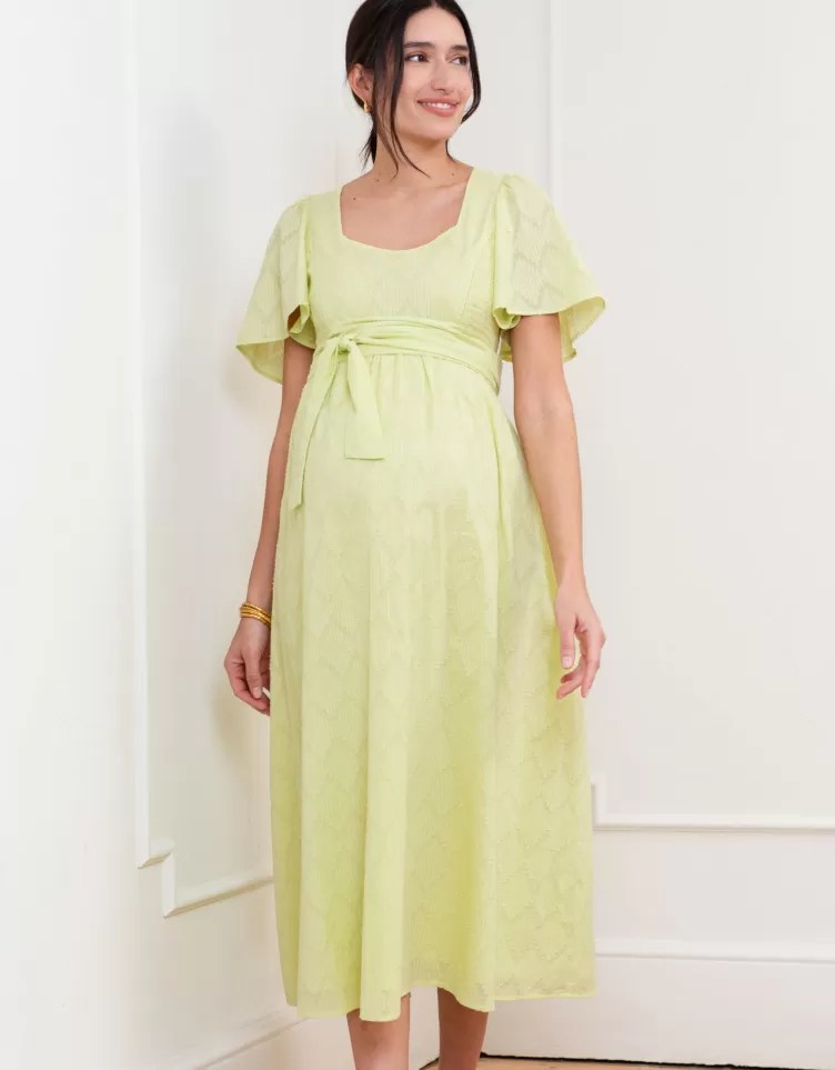 Seraphine Robe grossesse et allaitement en coton brodé | < Vêtements d'allaitement | Robes