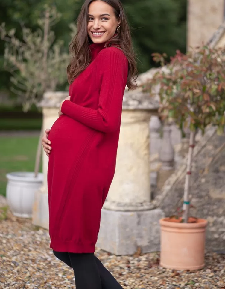 Seraphine Robe grossesse et allaitement en maille  – Rouge | < Vêtements d'allaitement