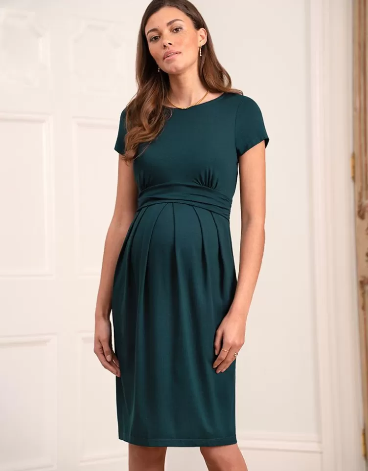 Seraphine Robe grossesse et allaitement manches courtes – Vert foncé | < Vêtements d'allaitement | Robes