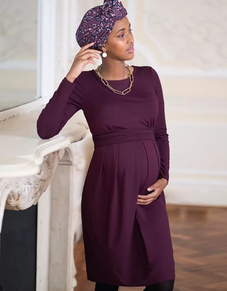 Seraphine Robe grossesse et allaitement manches langue – Bordeaux | < Vêtements d'allaitement | Robes