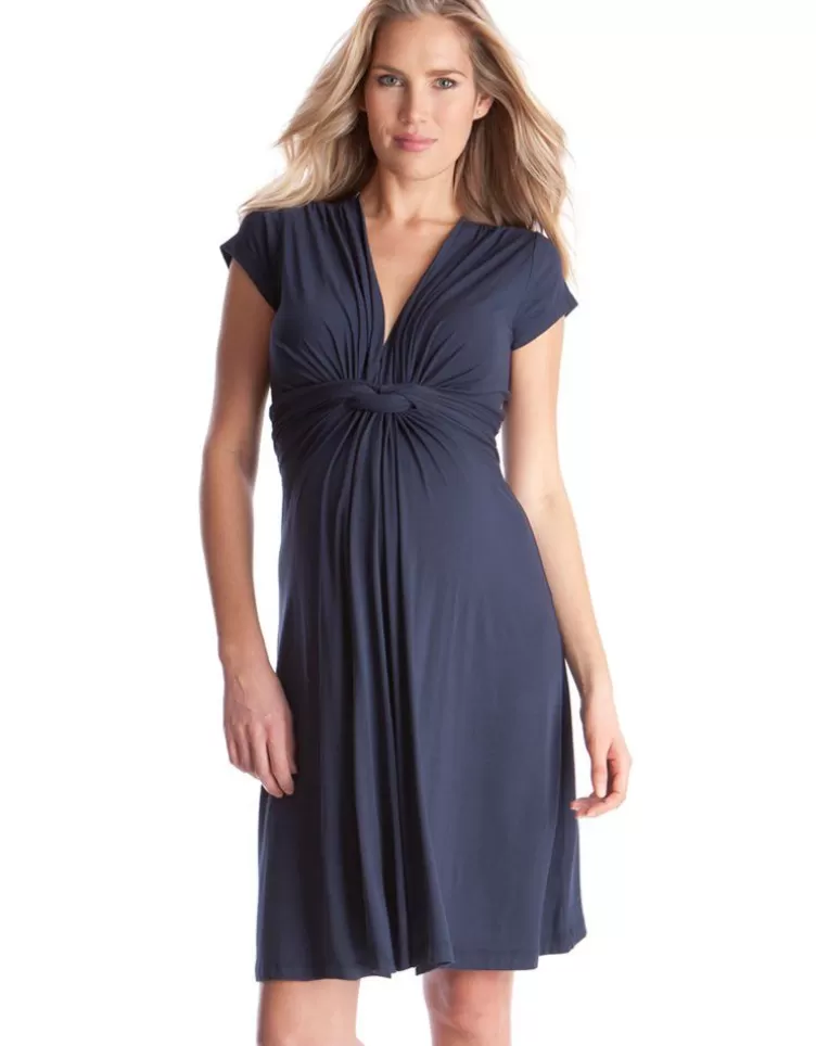 Seraphine Robe grossesse nouée - Bleu marine | < Robes