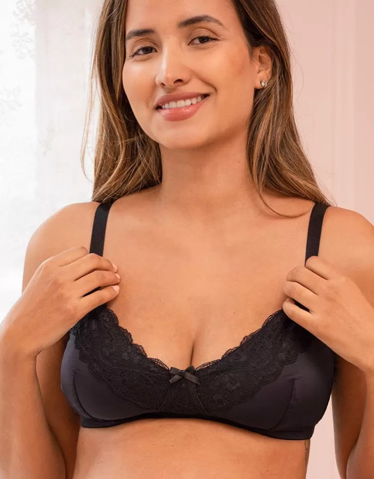 Seraphine Soutien-gorge grossesse et allaitement dentelle - Noir | < Vêtements d'allaitement | Soutien-gorge d'allaitement et Lingerie