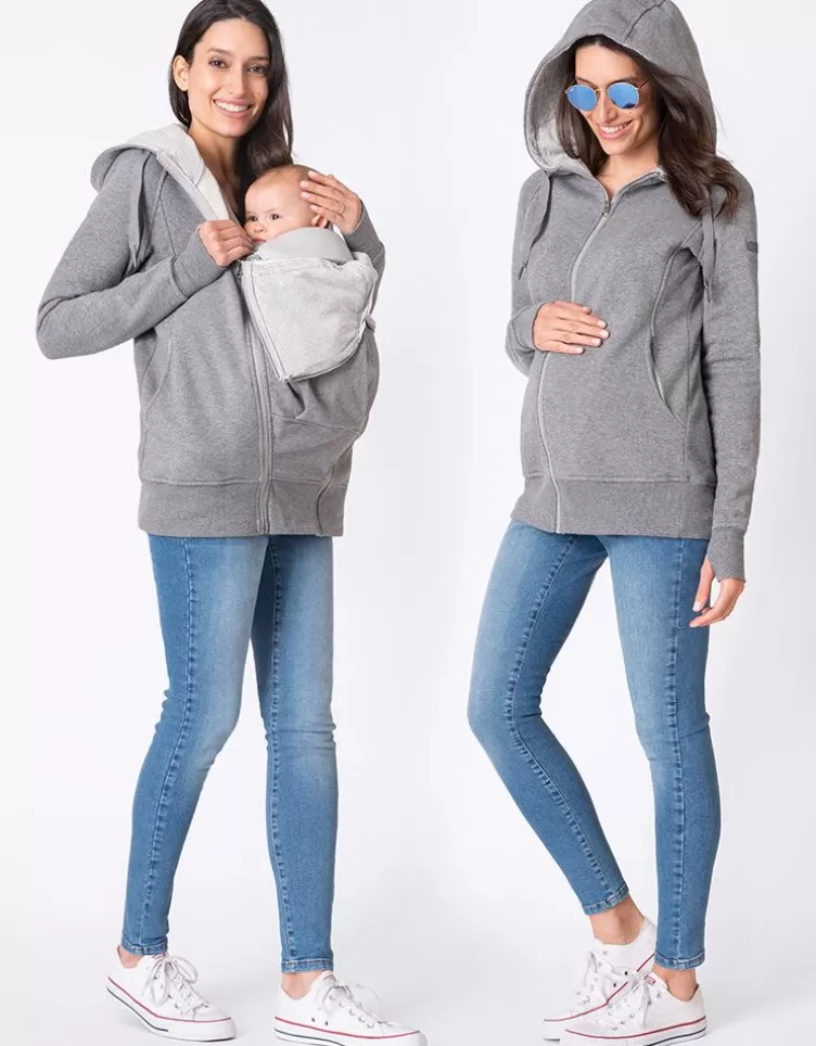 Seraphine Sweat à capuche grossesse 3 en 1 – Gris | < Cadeau Bébé | Manteaux et Portage