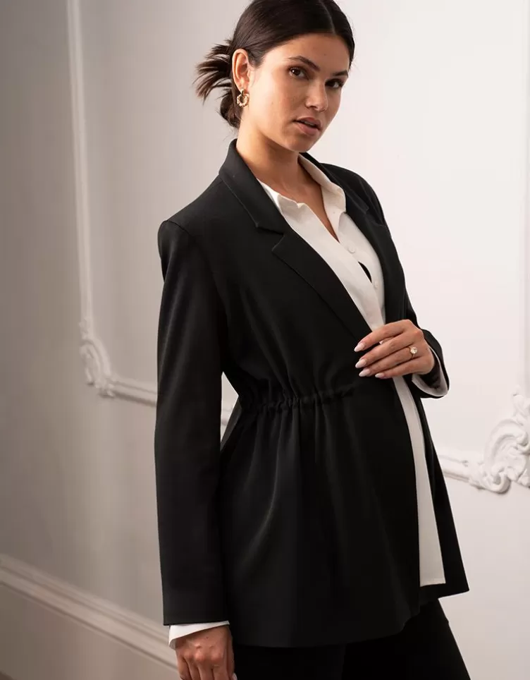 Seraphine Veste tailleur grossesse noire style bureau | < Vêtements d'allaitement | Manteaux et vestes